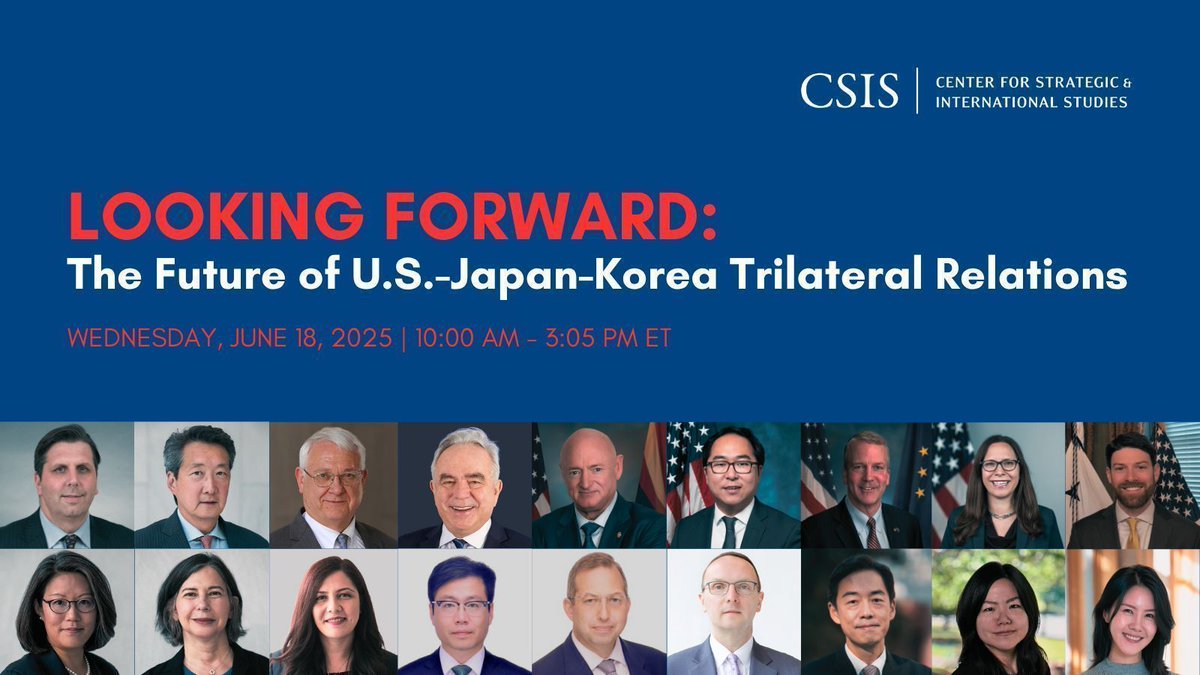 CSIS Korea Chair (@csiskoreachair) on Twitter photo DON'T MISS: <a href="/CSISKoreaChair/">CSIS Korea Chair</a> will host a high-level conference marking 60 years of Korea-Japan ties—featuring Kurt Campbell, Sen. @captmarkkelly, Sen. @andykimnj, Sen. <a href="/SenDanSullivan/">Sen. Dan Sullivan</a> & more.
📅 June 18 10:00 AM–3:05 PM EDT | In-person & online
🔗 Register: DON'T MISS: <a href="/CSISKoreaChair/">CSIS Korea Chair</a> will host a high-level conference marking 60 years of Korea-Japan ties—featuring Kurt Campbell, Sen. @captmarkkelly, Sen. @andykimnj, Sen. <a href="/SenDanSullivan/">Sen. Dan Sullivan</a> & more.
📅 June 18 10:00 AM–3:05 PM EDT | In-person & online
🔗 Register: