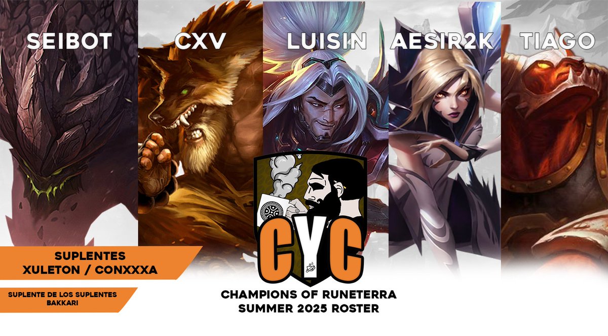 FINALMENTE  

EL ROSTER QUE NADIE ESPERABA PERO TODOS NECESITABAN  

ROSTER COR SUMMER 2025☕️ 

TOP -<a href="/SeibotGG/">Seibot</a>
JUNGLA - <a href="/pabloCXV/">ClearrCXV</a>
MID - <a href="/Luisiintoca/">Luis Toca</a>
ADC - <a href="/ElBaneos2K/">AEsir2k</a>
SUPPORT - <a href="/SantiSaro/">Saro' Santi</a> 

Suplentes : Bakkari, <a href="/ElEstrilion/">Estrílion</a> y ConXXXa