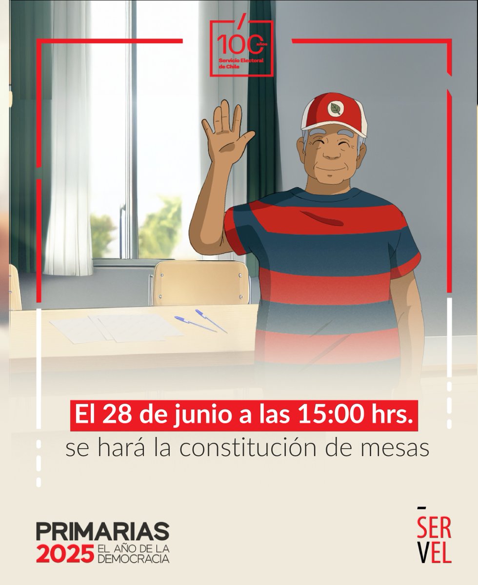 En consulta.servel.cl podrás conocer si fuiste designado como vocal de mesa por las Juntas Electorales, además podrás verificar tu mesa y local de votación. 

Conoce más sobre las Primarias Presidenciales ingresando a servel.cl/elecciones-202…