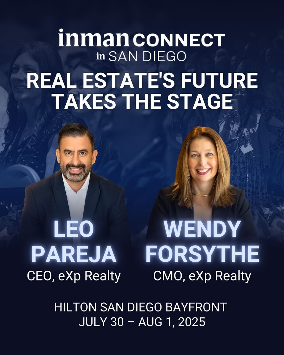 Catch eXp Leadership LIVE at Inman Connect in San Diego!

Our CEO Leo Pareja and CMO Wendy Forsythe are hitting the stage at Inman Connect this summer. 

Don’t miss this chance to connect, learn and grow: ow.ly/Wv6y50W5NMM

#eXpProud #WhereTheProsGoToGrow