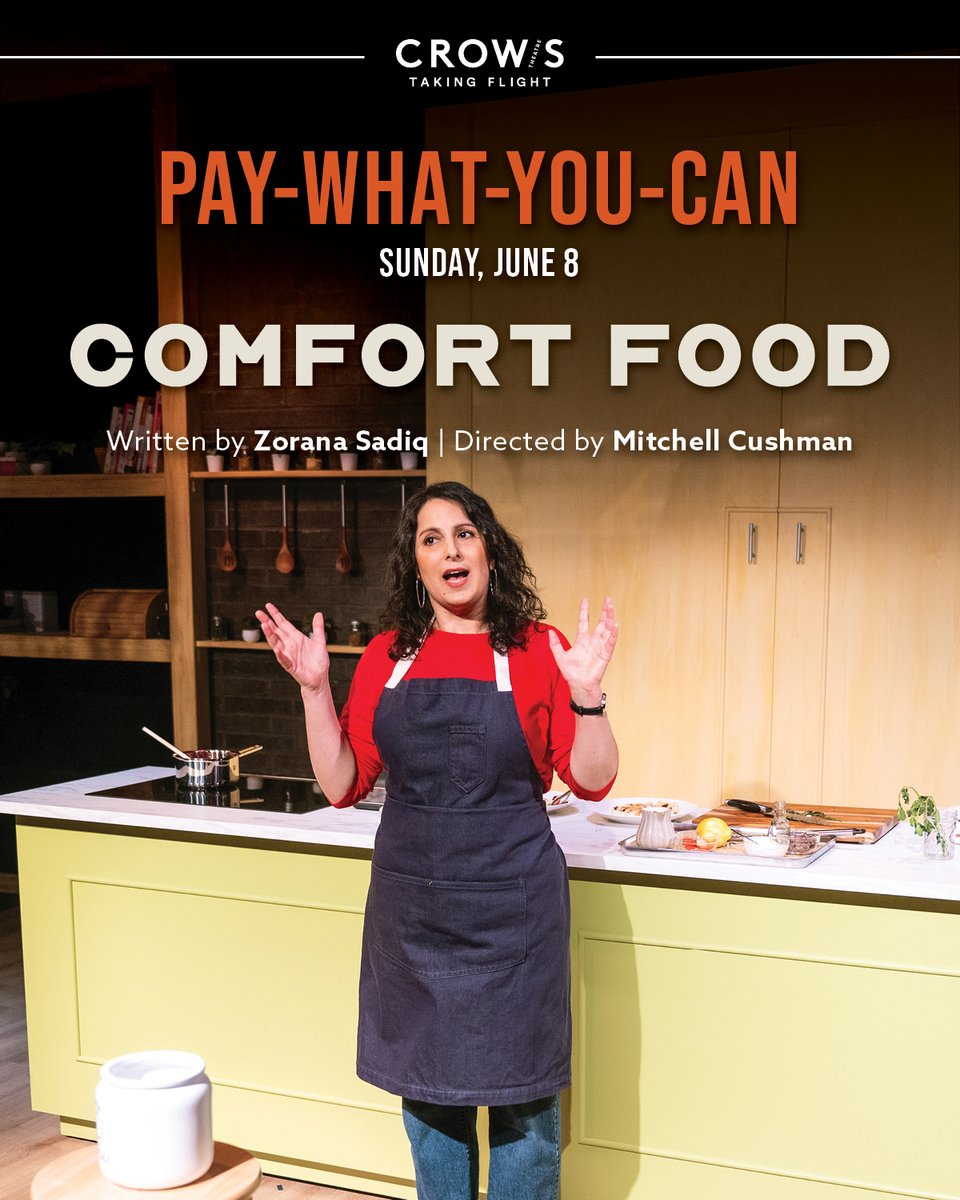 🚨 Tomorrow's performance of COMFORT FOOD is your last chance to see the otherwise SOLD OUT production!

A limited number of Pay-What-You-Can tickets have been held and will be available in person on a first-come, first-served basis.

🎟 Box office opens at noon