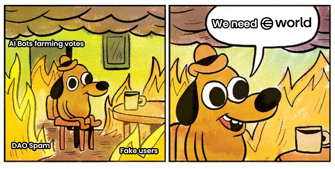 terrell_trading's tweet image. Fake users, spam votes, AI bots?
You don’t need new tools.
You need @worldcoin.
#DAOs #SybilResistance #Web3Problems