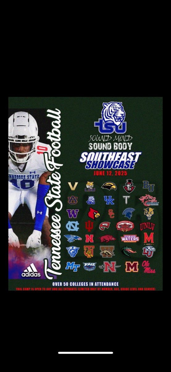 I will be at TSU 2 day mega camp on the 11-12th can’t wait to show up and compete