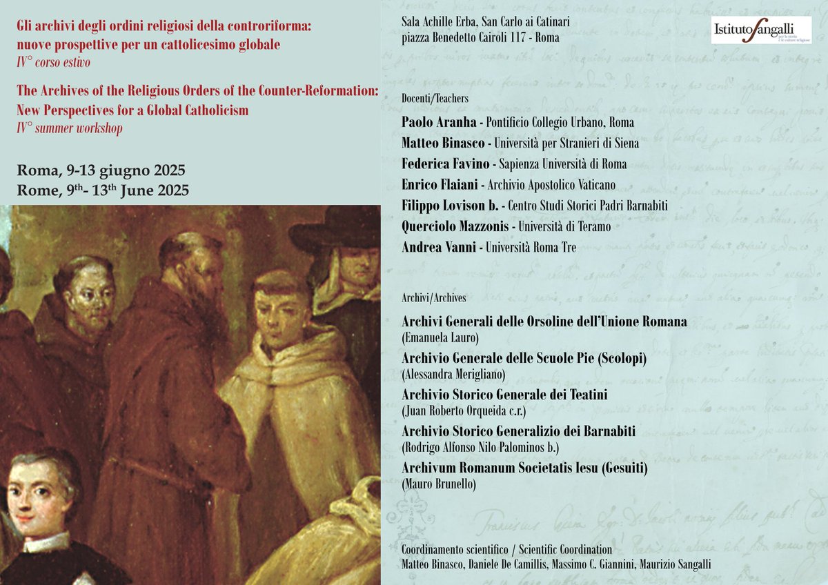 Dal 9 giugno a Roma per il quarto corso sugli #archivi degli #ordinireligiosi della #controriforma, con corsisti italiani, austriaci, canadesi e cinesi. Valorizziamo ricerca e patrimonio culturale!

<a href="/EugenioGiani/">Eugenio Giani</a> <a href="/CGiachi/">Cristina Giachi</a> <a href="/gualtierieurope/">Roberto Gualtieri</a>