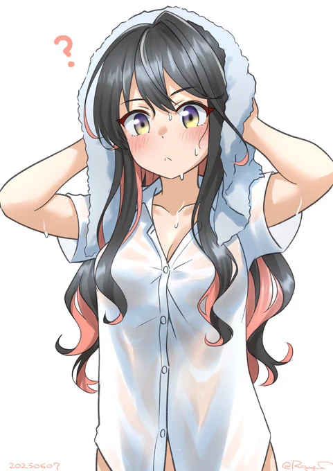 雨に降られた無自覚ノーブラの頃の長波 #艦これ版深夜の真剣お絵描き60分一本勝負 #艦これ版真剣お絵描き60分一本勝負_20250607