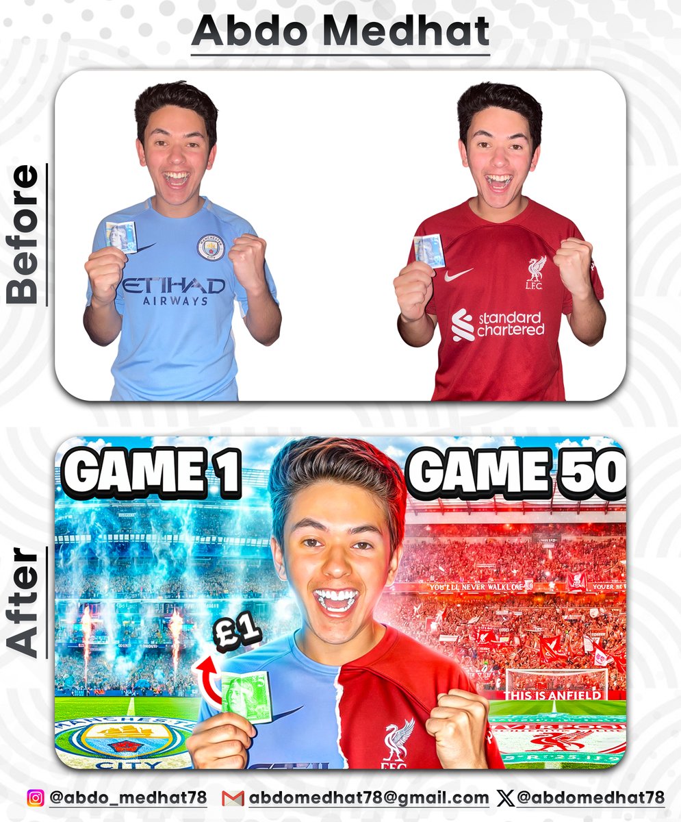 Thumbnail designed for <a href="/Roc_020/">Roc</a> and <a href="/Salahisbeast/">Salah</a>
Title: I BET 1 Pound on Every Premier League Game and Made...
Before vs After
What do you think?