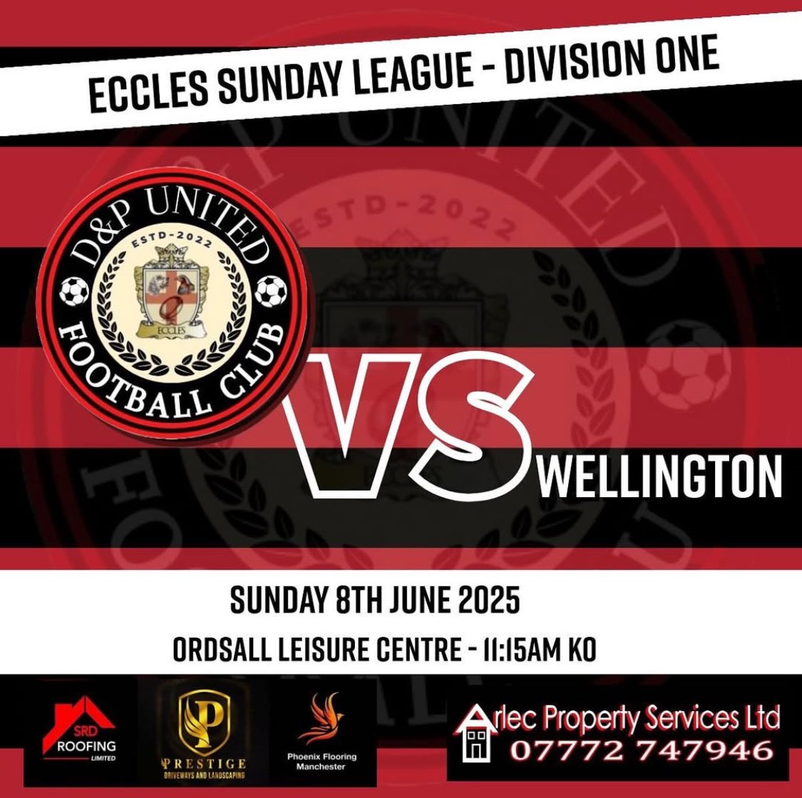 League Game 8️⃣ vs Wellington 

Tomorrow we take on a fresh faced Wellington side, after last week’s defeat we look for our fourth win of the season!

Club Sponsors; 
Arlec Property Services Ltd
SRD Roofing Limited
Prestige driveways and landscaping Ltd
Phoenix Flooring Manchester