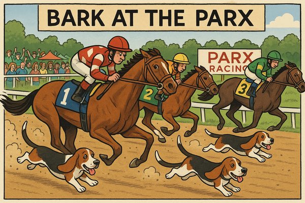 letsgoracingpa's tweet photo. The basset hounds will take the track after race 5 for Bark at the Park today at Parx Racing! Join us for the fun https://t.co/xVLDfMEgxw