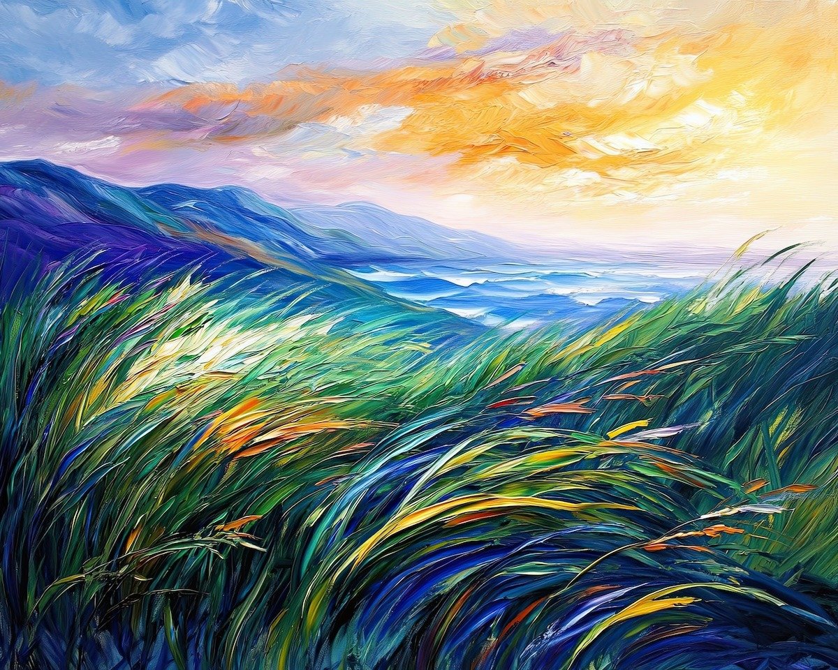 WHISPERING HILLS - oil painting on canvas by Leonid Afremov Gallery afremov.com/whispering-hil…