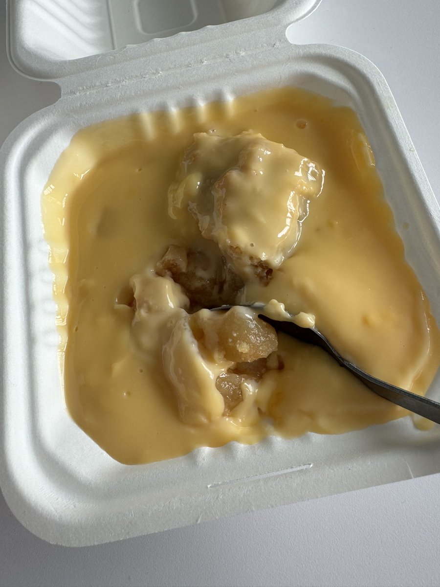 Work is meh but treating myself to apple crumble &amp; custard so all good right ?