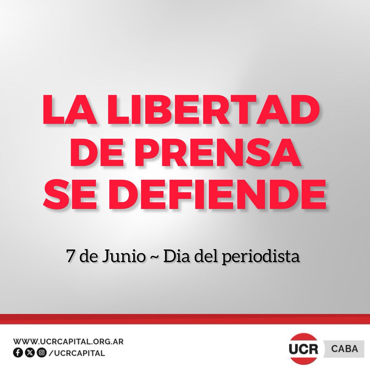 Cada ataque a la prensa libre es un ataque a la democracia.

Hoy no es un día para celebrar, es un día para reafirmar el compromiso con la libertad de expresión y el derecho de la sociedad a informarse.

7 de junio - Día de la y el Periodista.