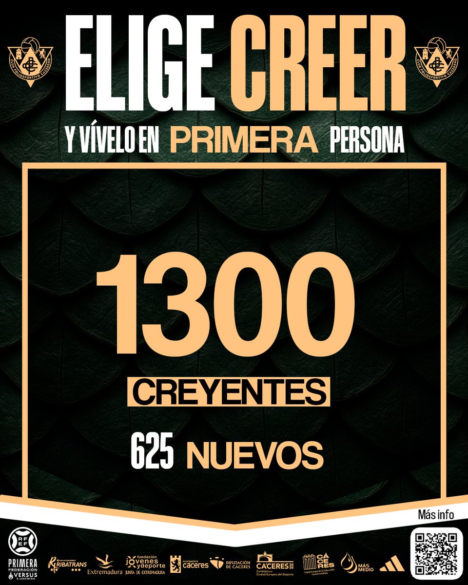 👏 La tienda del #CPCacereño ha cerrado con un total de 1⃣3⃣0⃣0⃣ creyentes 💚

➡️ Podéis seguir renovando o sacando nuevos abonos durante este fin de semana en: cpcacereno.compralaentrada.com

#EligeCreer