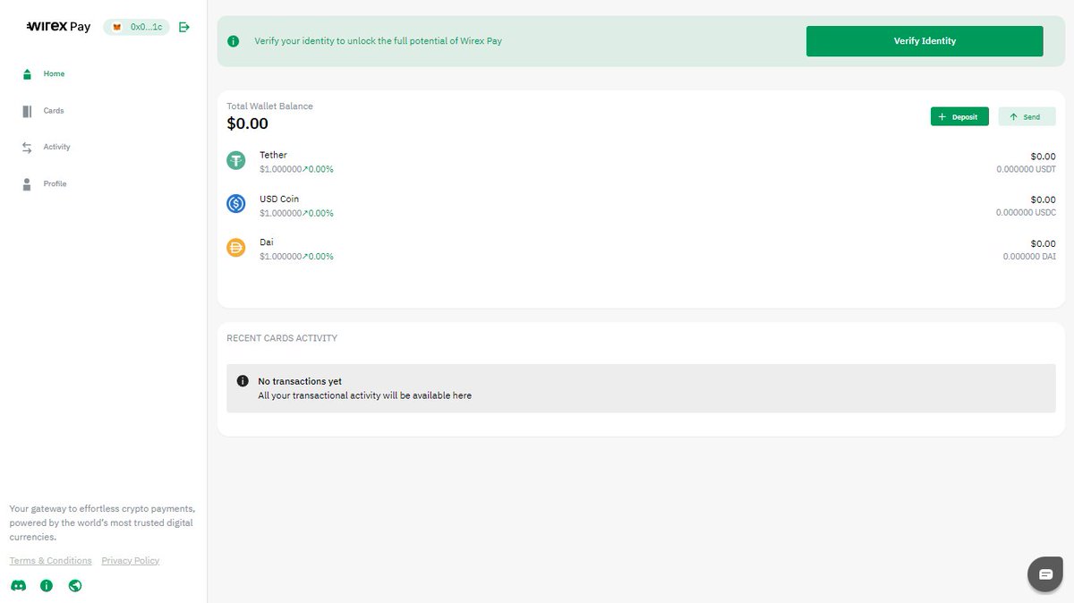 Just joined @WirexPayChain love the simple UI!