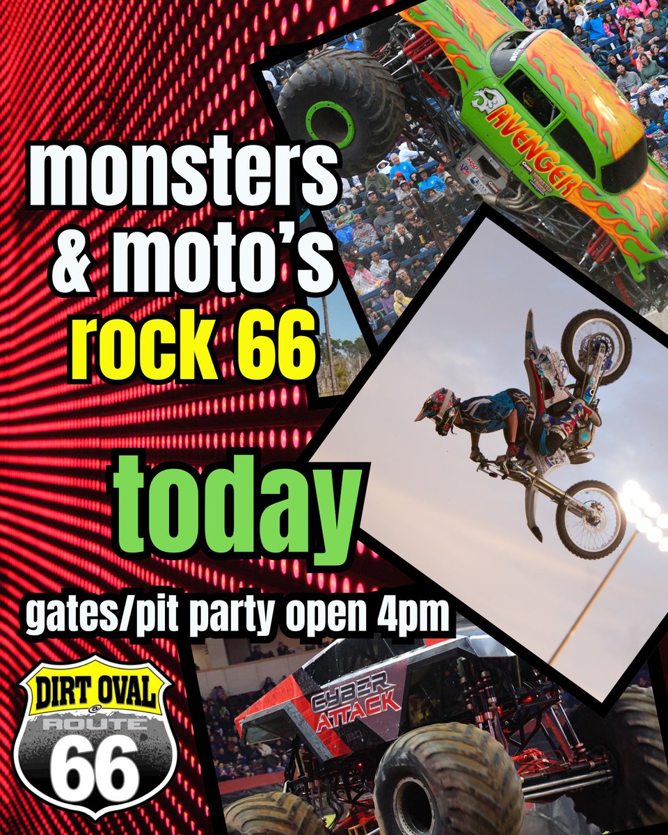 It’s RACE DAY! Gates &amp; Pit Party Open 4pm
(Pit party FREE to anyone with a ticket) 
✅ touch a truck ✅ Cody Calkins Live 
✅ driver meet &amp; greet ✅ bounce houses ✅ cornerstone drummers ✅ coloring contest ✅ 

✅ Show time 7pm ✅ Fireworks 9pm 

Tickets available online or at