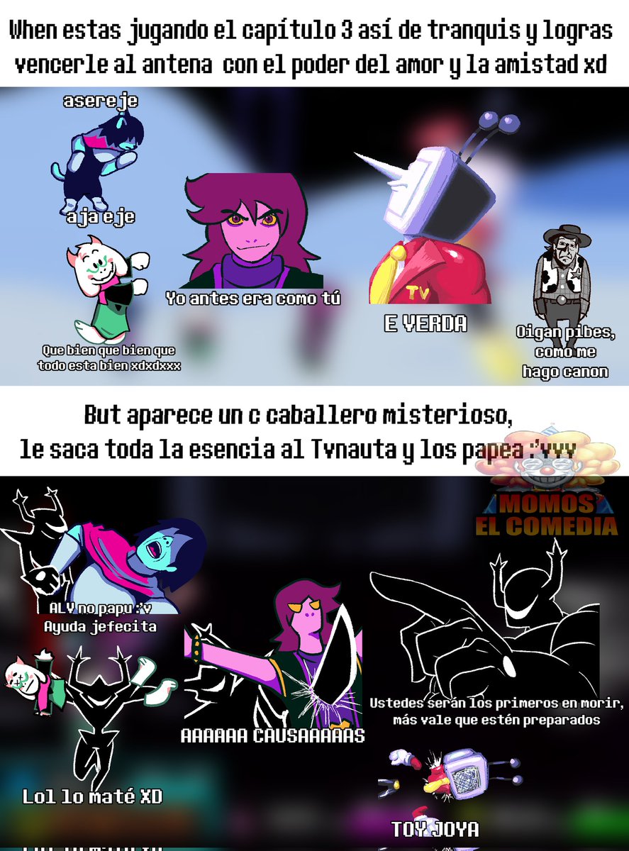 Otropayaso245's tweet photo. #deltarunespoilers y #DELTARUNE spoilers pa los que tienen las palabras muteadas, aunque ya pasaron unos días nmms ya qué, tengan el curi lol xd https://t.co/xGeWlSe2O3