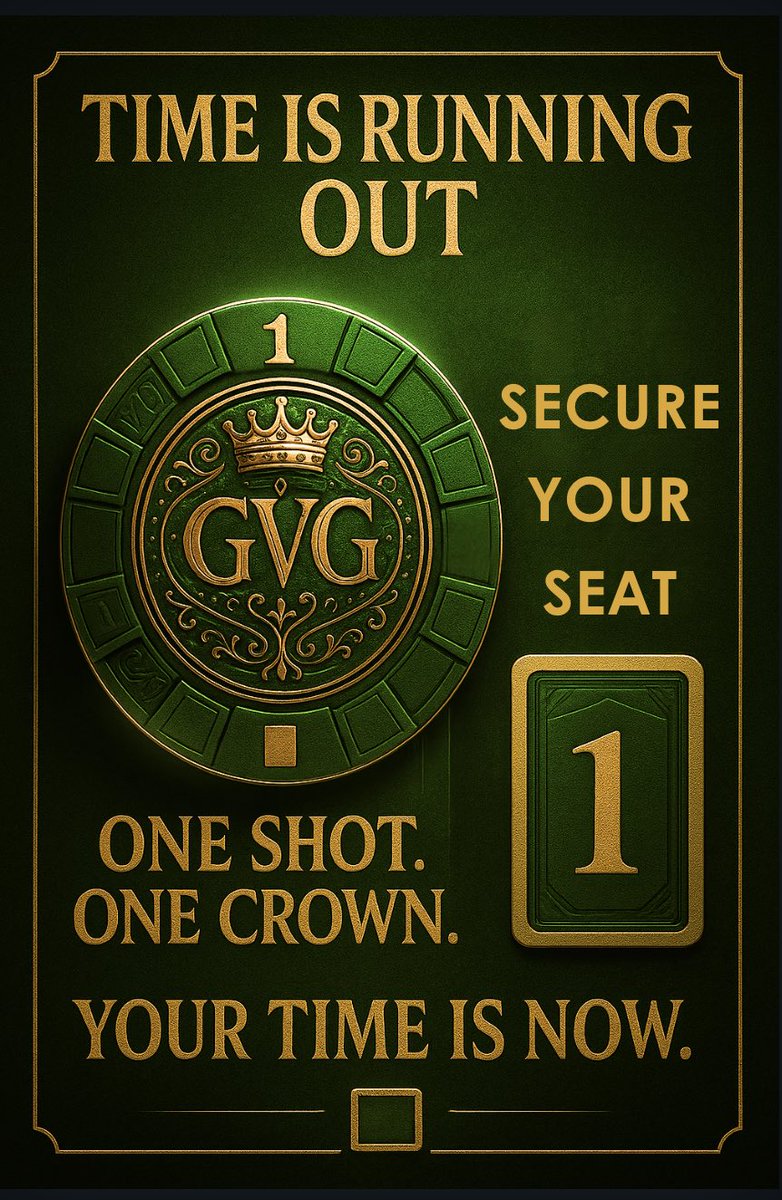 🎯 GVG 1-SHOT: FINAL STRETCH. ENDS JUNE 16.

Time is running out. The crown still waits. But not for long.

🟩 Only 27 total passes 17 seats remaining 
🍯$6,000 GTD -Accommodation fees 20%
💰 Winner gets $10K #WSOP Main Event seat + accommodations
♠️ One online game.
👑 One