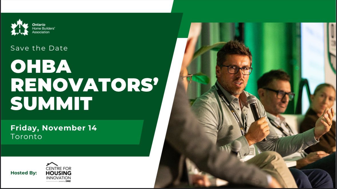 🚨 Attention Renovation Contractors 🚨
Friday November 14th, 2025 - save the date! <a href="/OntarioHBA/">Ontario Home Builders’ Association (OHBA)</a> is hosting the first annual Renovators’ Summit at <a href="/dmz/">Daniel M. Zimmerman</a>
Open to members and non-members, this will be a great day to learn critical skills for improving your business.
