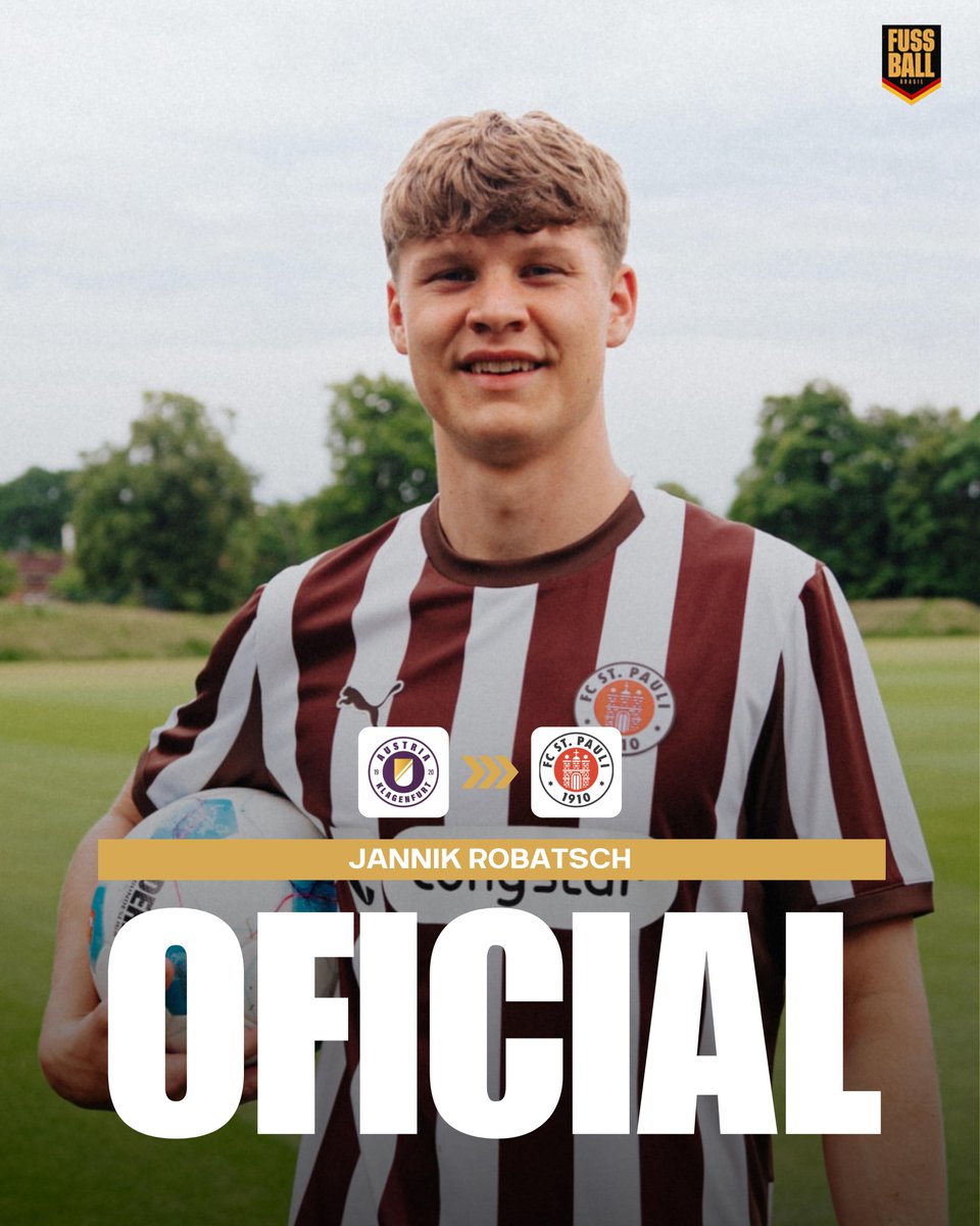 FussballBR's tweet photo. 🇩🇪🔁 𝗢𝗙𝗜𝗖𝗜𝗔𝗟! O FC St. Pauli anunciou a contratação do zagueiro Jannik #Robatsch (20) junto ao Austria Klagenfurt. https://t.co/un4t8BD5u0
