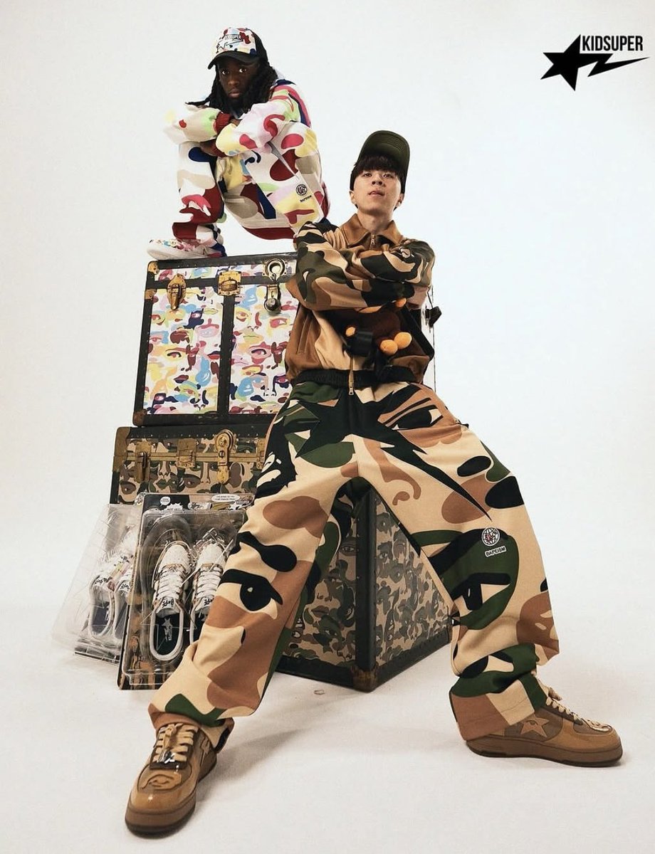wavywagyutv's tweet photo. KidSuper X BAPE tapped in with wavy streamers @kaicenat &amp; @rayasianboy_ for new campaign 🦍 You copping up April 12th?

WAVY or WACK ?

#kai #cenat #ray #streamer #university #asian #bape #bathing #ape #bapesta #soulja #boy #kid #super #fashion #runway #streetwear #celebrities https://t.co/QYqzPgh0RA