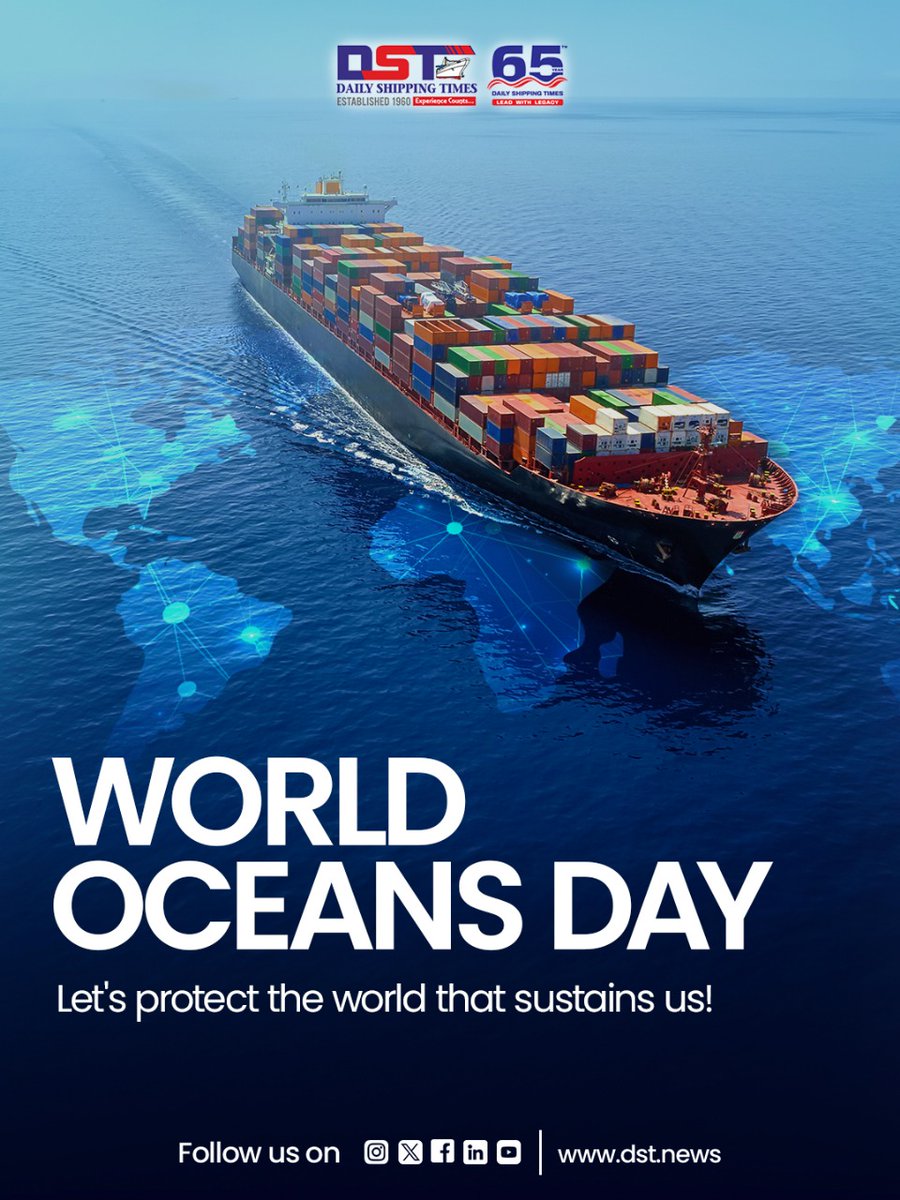 dstnews's tweet photo. From ports to pelagic wonders, today we salute the mighty oceans that carry our stories.
This World Oceans Day, let’s sail together toward a sustainable future, protecting what connects us all.
#DstDigital #DSTSince1960 #DailyShippingTimes #SustainableFuture #ProtectOurOceans #LoveTheOceans #OceanConservation #BluePlanet