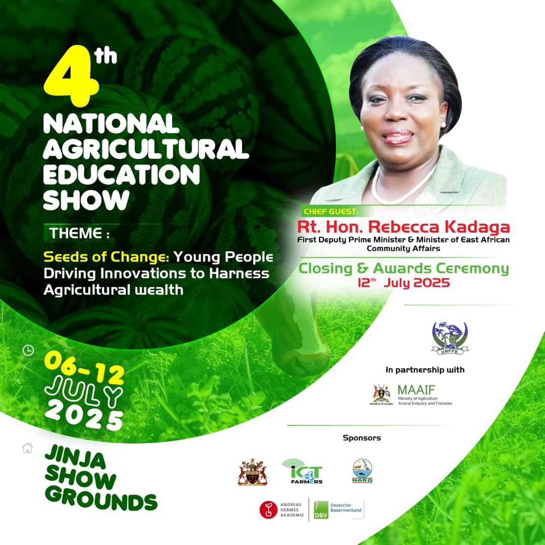 The 1st deputy Prime Minister and Minister of <a href="/jumuiya/">East African Community</a> affairs Hon <a href="/RebeccaKadagaUG/">Rebecca Alitwala Kadaga</a> will officiate over the closing ceremony of the 4th National Agricultural Education Show on 12th July. Join us from 6th to 12th July &amp; be part of this revolution in agriculture. 

#AgricEducShow25