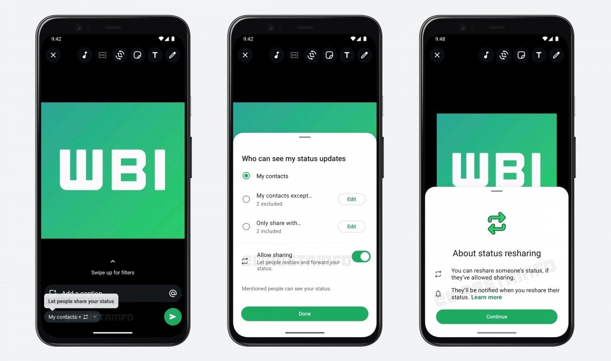 WhatsApp'a gelecek yeni güncellemeyle birlikte artık durum güncellemeleri izin verildiği takdirde başkaları tarafından da paylaşılabilecek.
