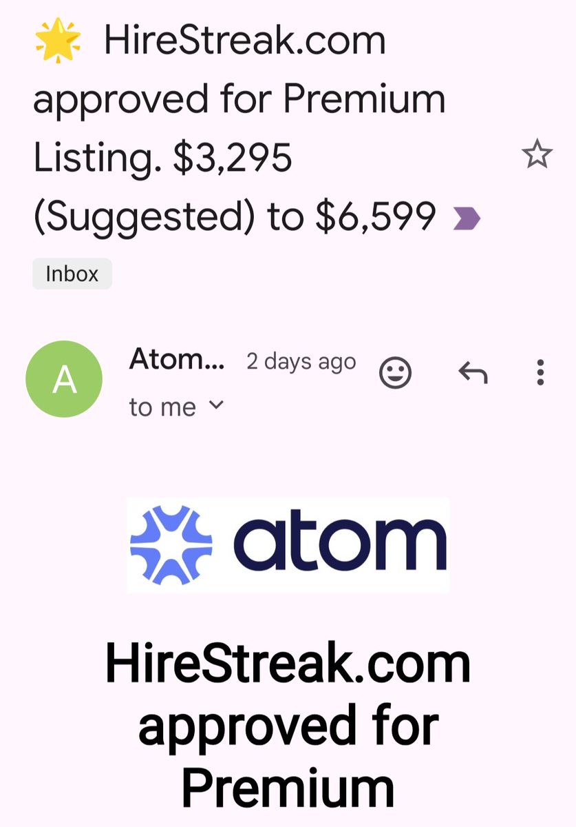 DomainRing's tweet image. HireStreak.com approved by @atomHQ inspired by @DomainJames