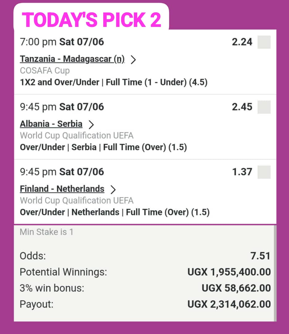 SATURDAY PICK 2........

TOTAL ODDS: 7+🔥
Never Stop Trying

BetPAWA: UAF668V
betpawa.ug/?bookingCode=U…
