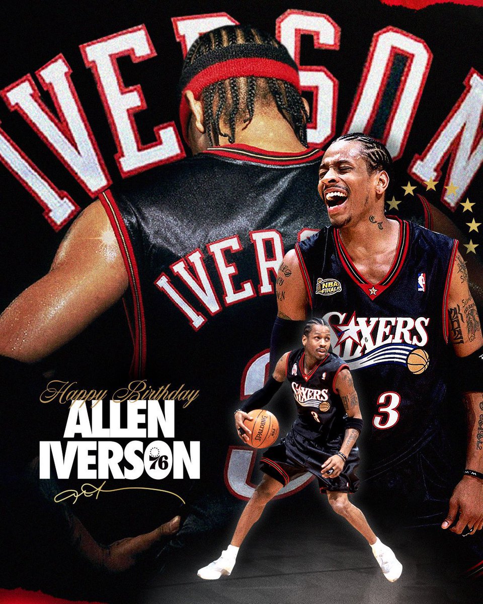 Marc Stein (@thesteinline) on Twitter photo How old is Allen Iverson?
How can the answer possibly be 50?
Happy 50th to an all-time great.
📸: <a href="/sixers/">Philadelphia 76ers</a> How old is Allen Iverson?
How can the answer possibly be 50?
Happy 50th to an all-time great.
📸: <a href="/sixers/">Philadelphia 76ers</a>
