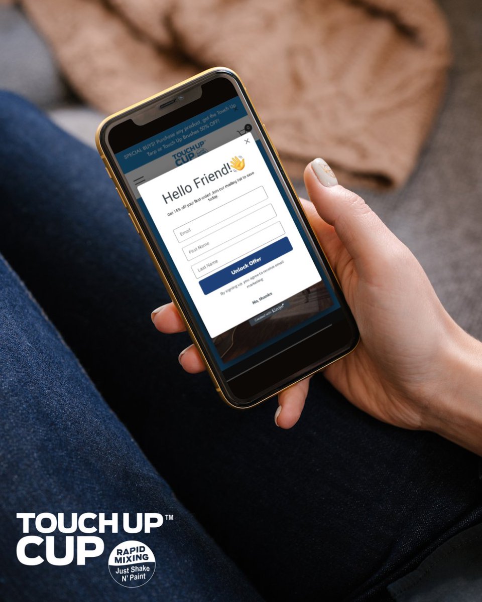 Sign up for our mailing list today and get a special 15% OFF your next purchase. Keep your paint fresh, your walls flawless, and your wallet full. Save today at touchupcup.com
