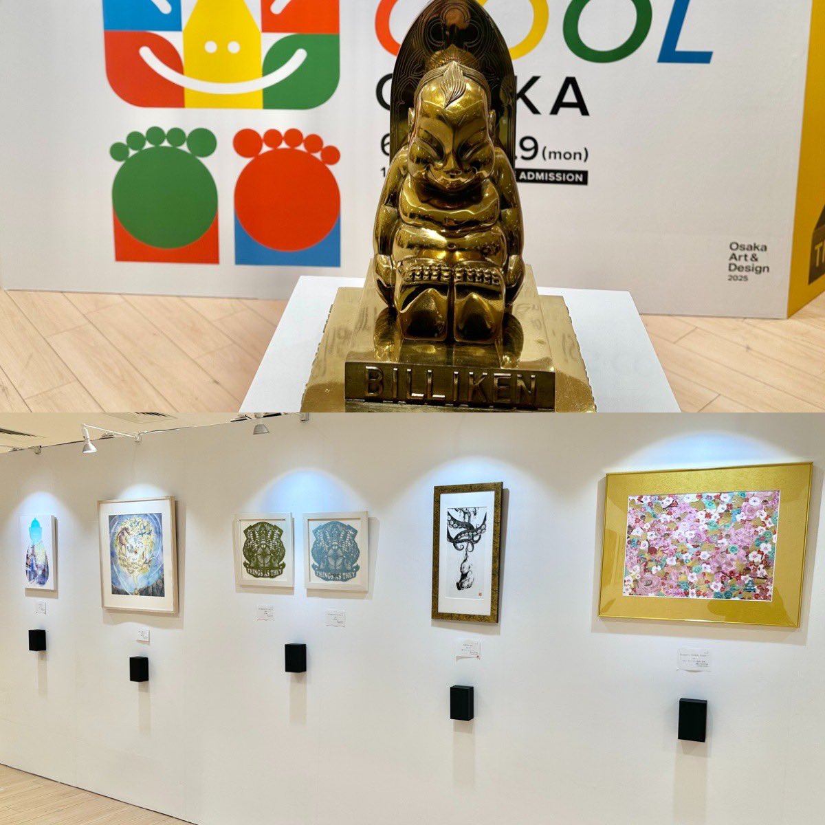 _adachi_c_'s tweet photo. 大丸梅田店13Fで開催中のBILLIKEN CREATORS COOL OSAKAへ
Laugh &amp; Peace Art Galleryで展示頂いた事のある作家さん達も沢山ご出展されています
同じ題材から様々な解釈と表現が見られてじっくりと楽しめます
足の裏を撫でると御利益があるとのことで、入口のビリケンさんを撫でさせて頂きました👣 https://t.co/Xys3LPYlUc