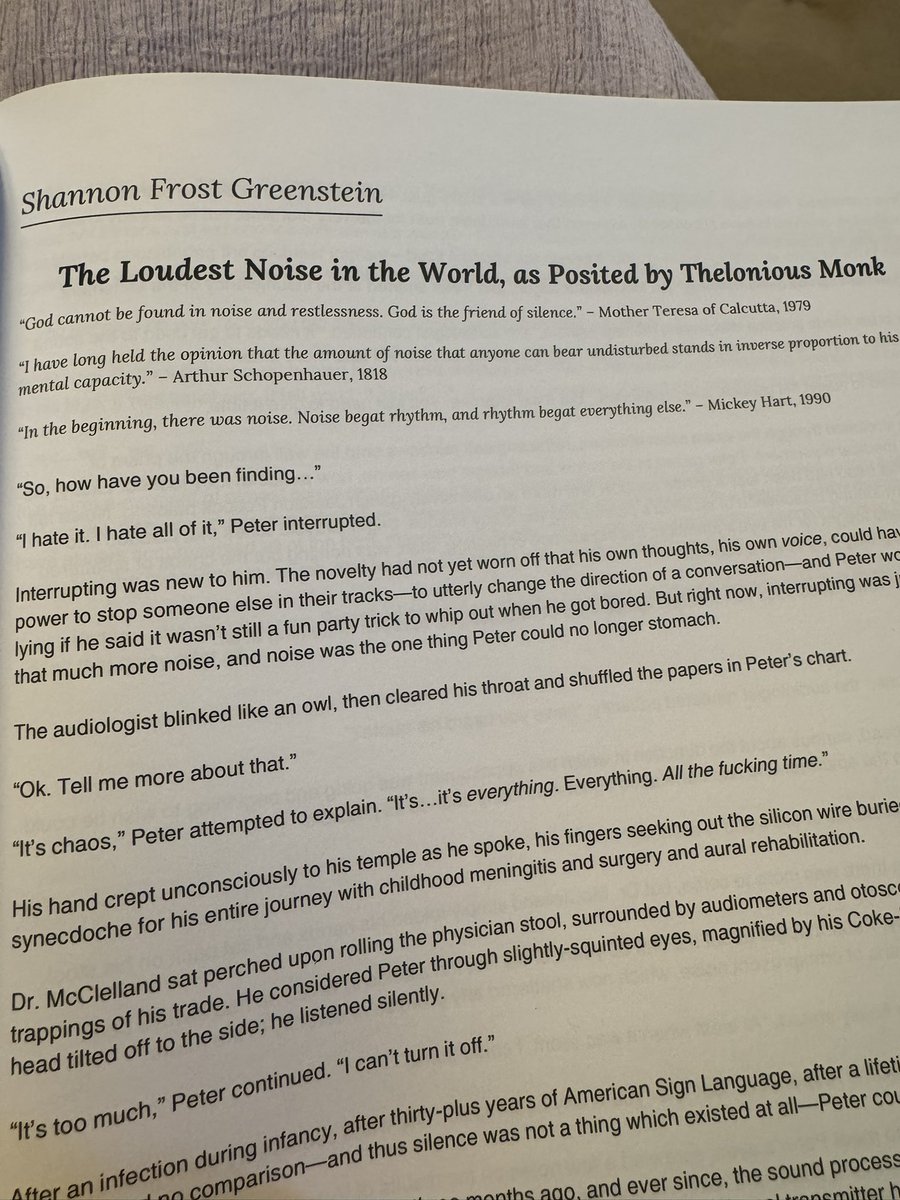 Shannon Frost Greenstein (She/They) (@shannonfrostgre) on Twitter photo Thanks to <a href="/prosetrics/">Prosetrics The Lit Mag | SUBS OPEN</a> for adding my story to this absolutely beautiful glossy tome. The piece is a tale of cochlear implants and the maddening power of sound, and it couldn’t have found a better home. ❤️ Thanks to <a href="/prosetrics/">Prosetrics The Lit Mag | SUBS OPEN</a> for adding my story to this absolutely beautiful glossy tome. The piece is a tale of cochlear implants and the maddening power of sound, and it couldn’t have found a better home. ❤️