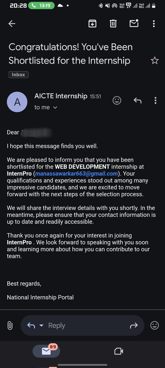 like_backspace's tweet image. Just got shortlisted for a Web Development internship via the AICTE National Internship Portal at InternPro!
Super pumped for this next chapter 🚀💻
Let’s get building!

Hoping for the best...🤞🏻

#WebDev #AICTE #InternPro #InternshipJourney