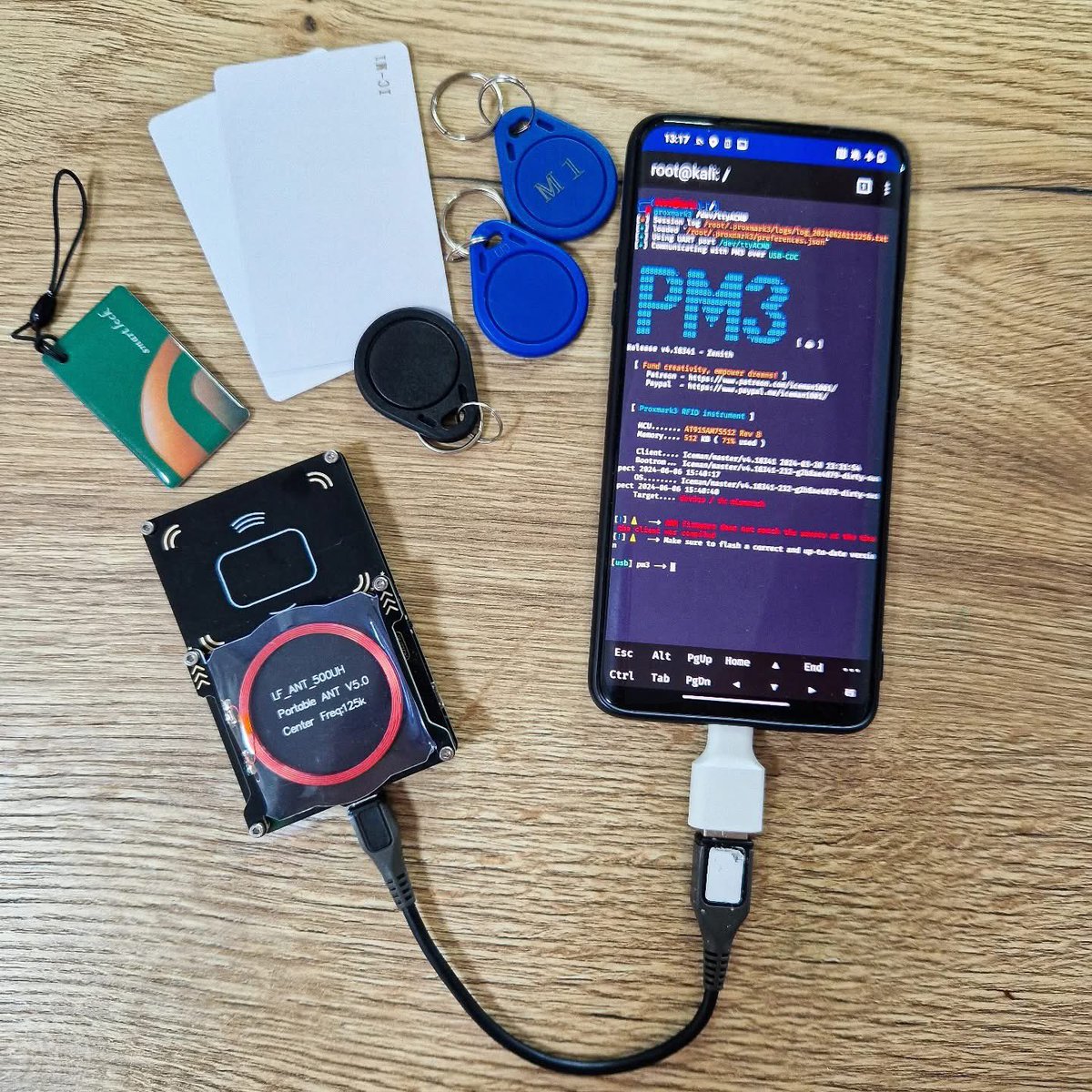 _0b1d1's tweet image. Be portable with proxmark3 to clone and emulate any RFID token 
#rfid #nfc #proxmark3 #proxmark #Android #oneplus7 #nethunter #kalilinux