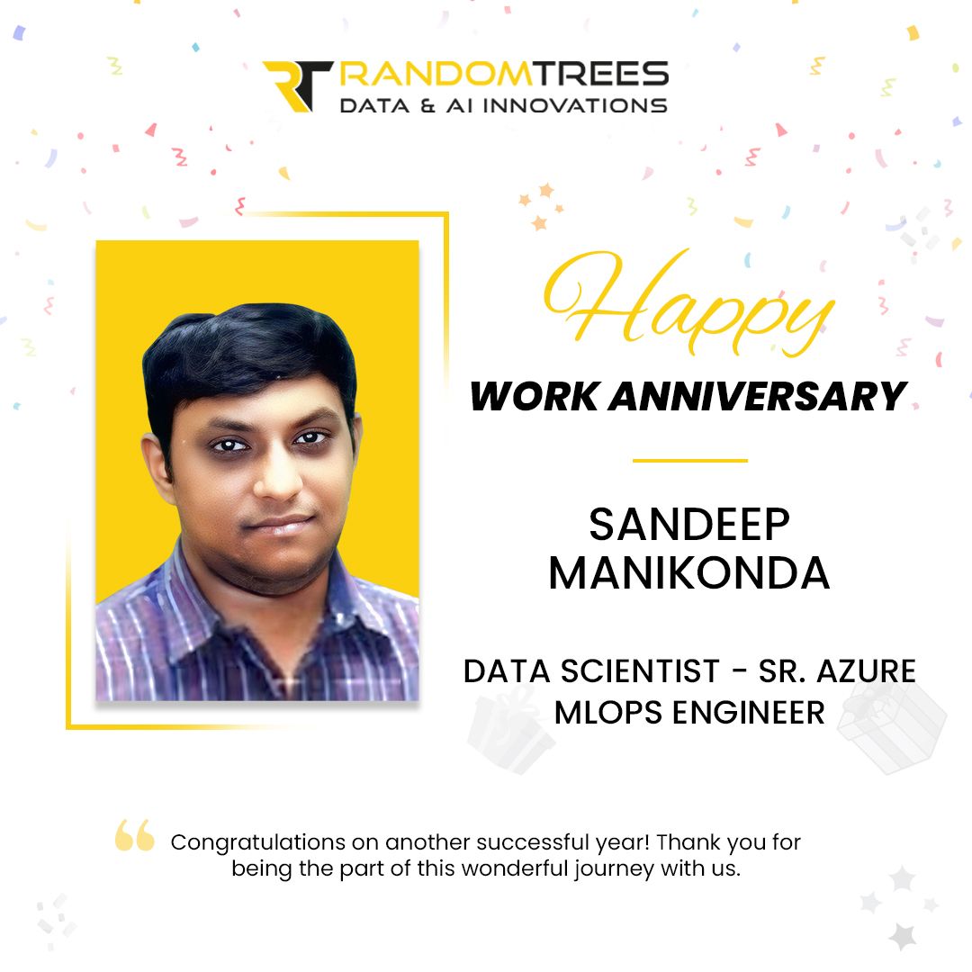 AIRandomTrees's tweet photo. Happy Work Anniversary, Sandeep Manikonda &amp; Nirmal Arul Selvam!

Cheers to 2 incredible years with RandomTrees! Your hard work and energy inspire us every day. Grateful to have you on the team—here’s to more milestones ahead! 🎉

#HappyWorkAnniversary #TeamRandomTrees #ThankYou https://t.co/kfdVHpDXRc