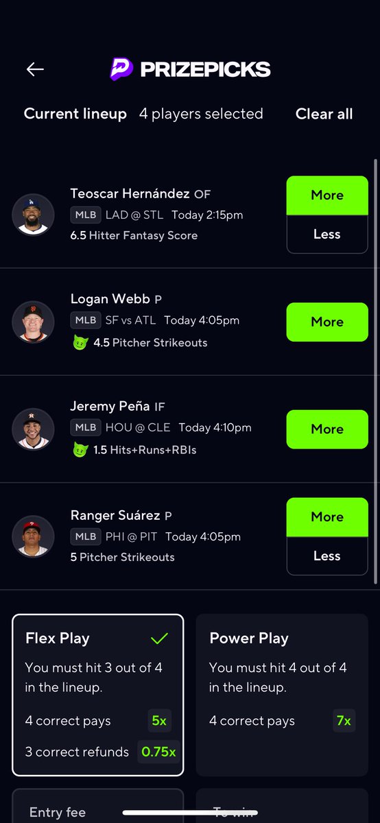Early slate plays are in 🔥🔥🔥 been on a heater let’s keep it going. $15 giveaway to a random person that likes,reposts, and follows us! 

prizepicks.onelink.me/gCQS/shareEntr…

#PrizePicks #PrizePicksMLB #prizepickswinning #MLB