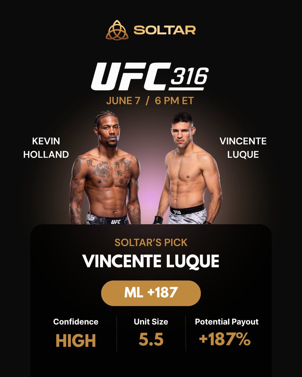 asksoltar's tweet photo. Vicente Luque is my pick.

This isn’t just Water vs Metal.
It’s uncertainty seeking surrender vs clarity expressing devotion.
One is still searching.
The other already is.

#UFC316 #bettingstrategy #sportsbetting #UFCPredictions #MMATwitter #UFCFightNight #GamblingX https://t.co/QMWmZjEuiO
