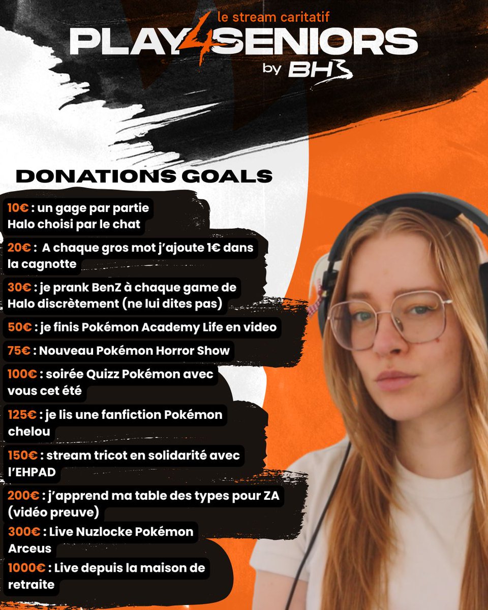 Clara 'Nuts' 🌱 (@nutsinette) on Twitter photo On commence dans 40 minutes! 😍 
Mes donation goals pour la #Play4Seniors ce soir !
Rappel, 2 streams :
💛 17h45: on regarde ensemble le #WholesomeDirect !
💛 21h: on reprend notre carrière Halo en duo avec <a href="/BenZ_HCS/">BenZ</a> !
10000€ sa mère 1V1 ma mère c'est dit
twitch.tv/nutsinette On commence dans 40 minutes! 😍 
Mes donation goals pour la #Play4Seniors ce soir !
Rappel, 2 streams :
💛 17h45: on regarde ensemble le #WholesomeDirect !
💛 21h: on reprend notre carrière Halo en duo avec <a href="/BenZ_HCS/">BenZ</a> !
10000€ sa mère 1V1 ma mère c'est dit
twitch.tv/nutsinette