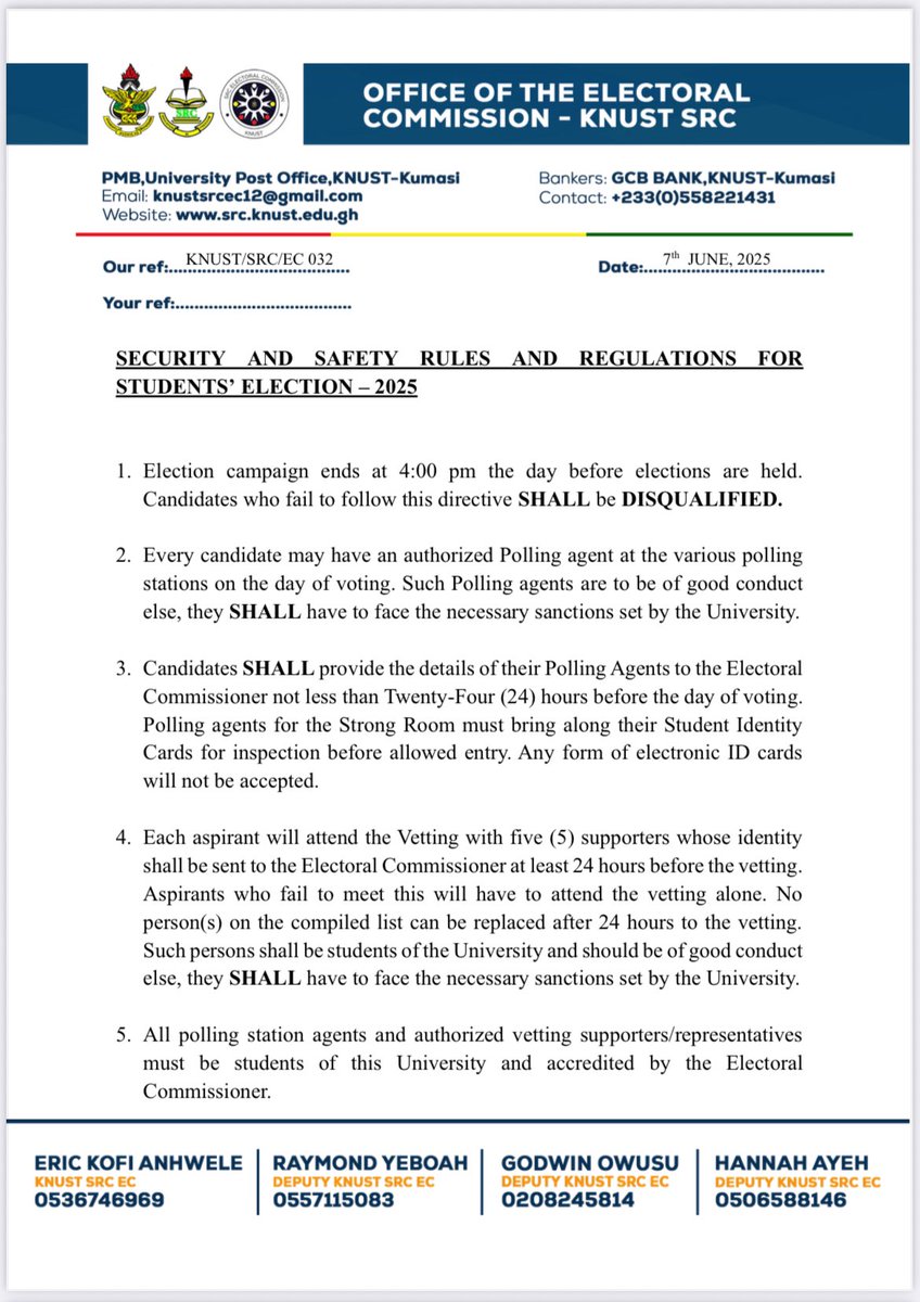KNUST SRC Electoral Commission tweet media