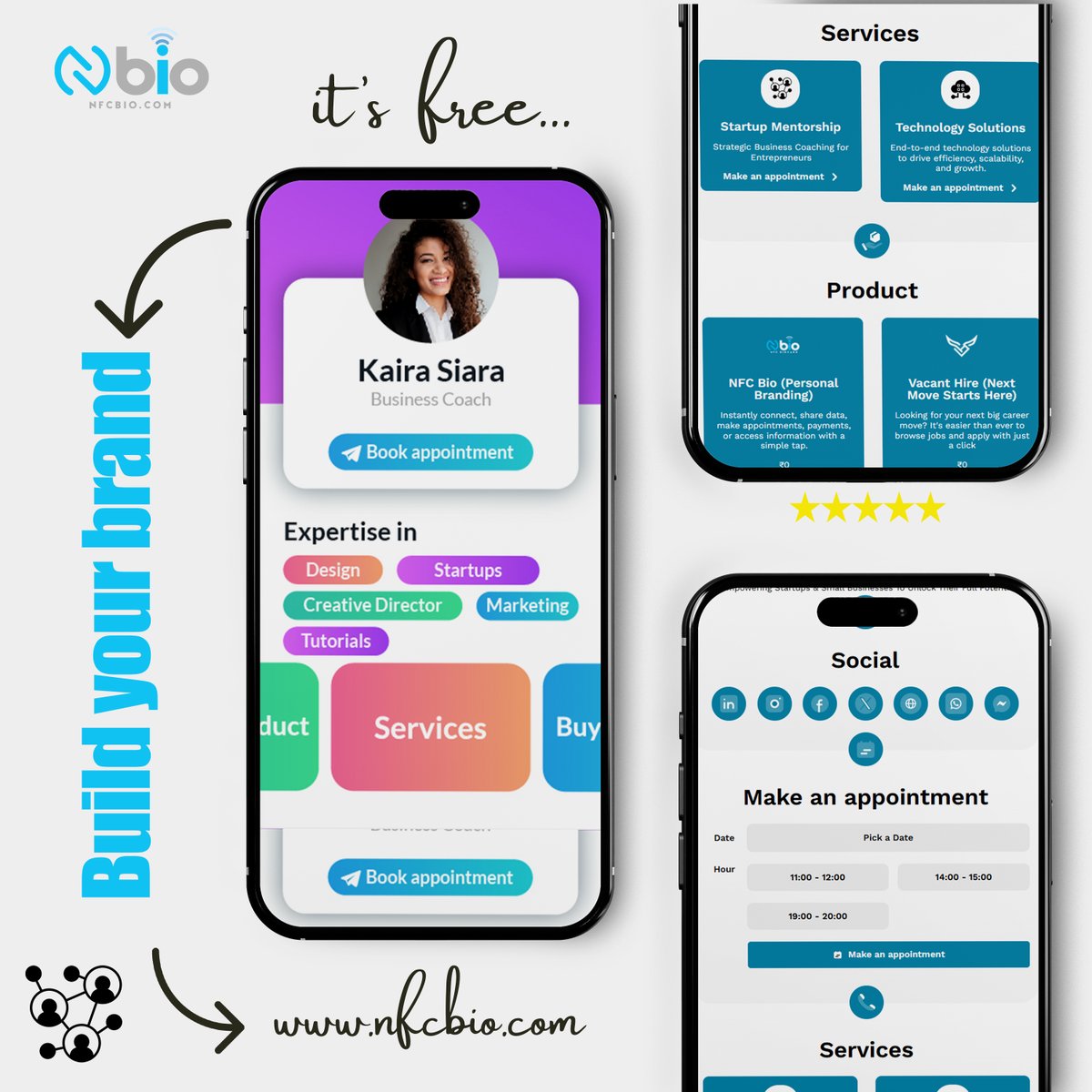 NFCBio's tweet photo. 🚀 Build Your Brand. It's FREE. 

Start Now! Say goodbye to boring resumes, outdated portfolios &amp; printed cards. 

Say hello to NFC Bio.👩‍💼 

Whether you're a coach, creator, student, freelancer, or entrepreneur, NFC Bio is your: 

✨ Portfolio + Resume + Smart Business Card https://t.co/ZedLPzWaTS