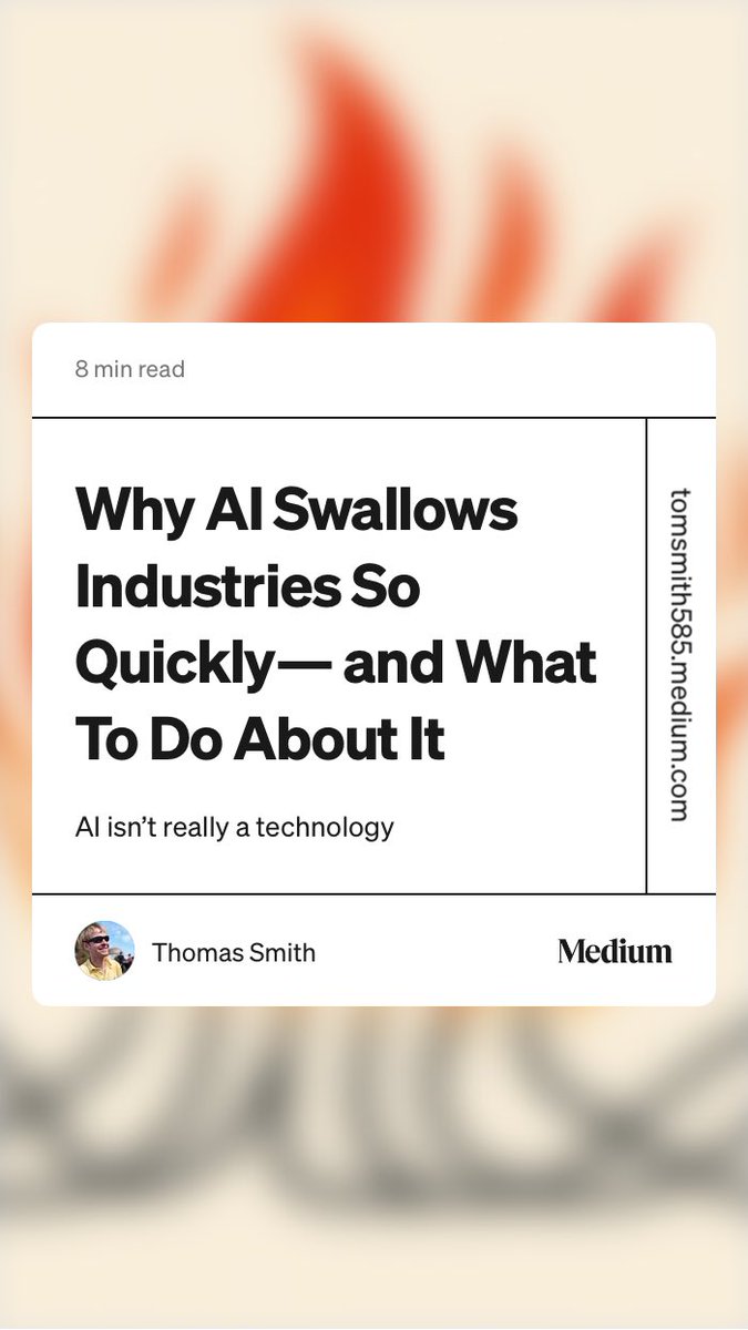 “Why AI Swallows Industries So Quickly —  and What To Do About It” by Thomas Smith medium.com/the-generator/…