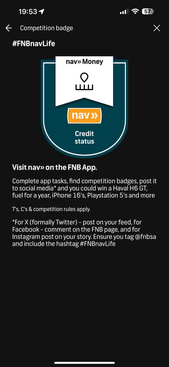 I found the badge @Fnb 😎 #FNBnavLife