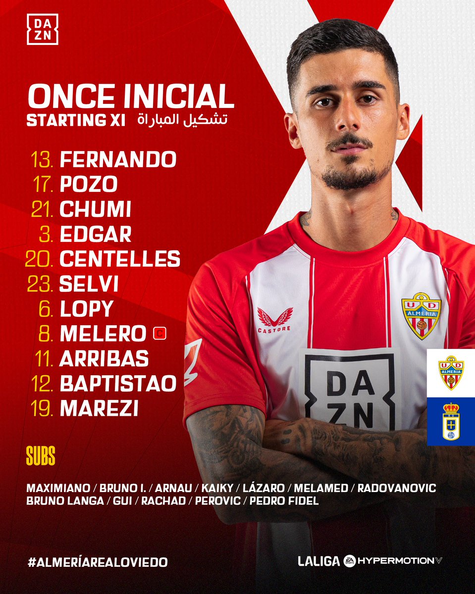 U_D_Almeria's tweet photo. 📋 ¡Arrancamos el play-off con esta alineación!

#️⃣ #vamosalmería | ⚽️ #AlmeríaRealOviedo | 📻 #UDAradio https://t.co/eGnMEjG8oq