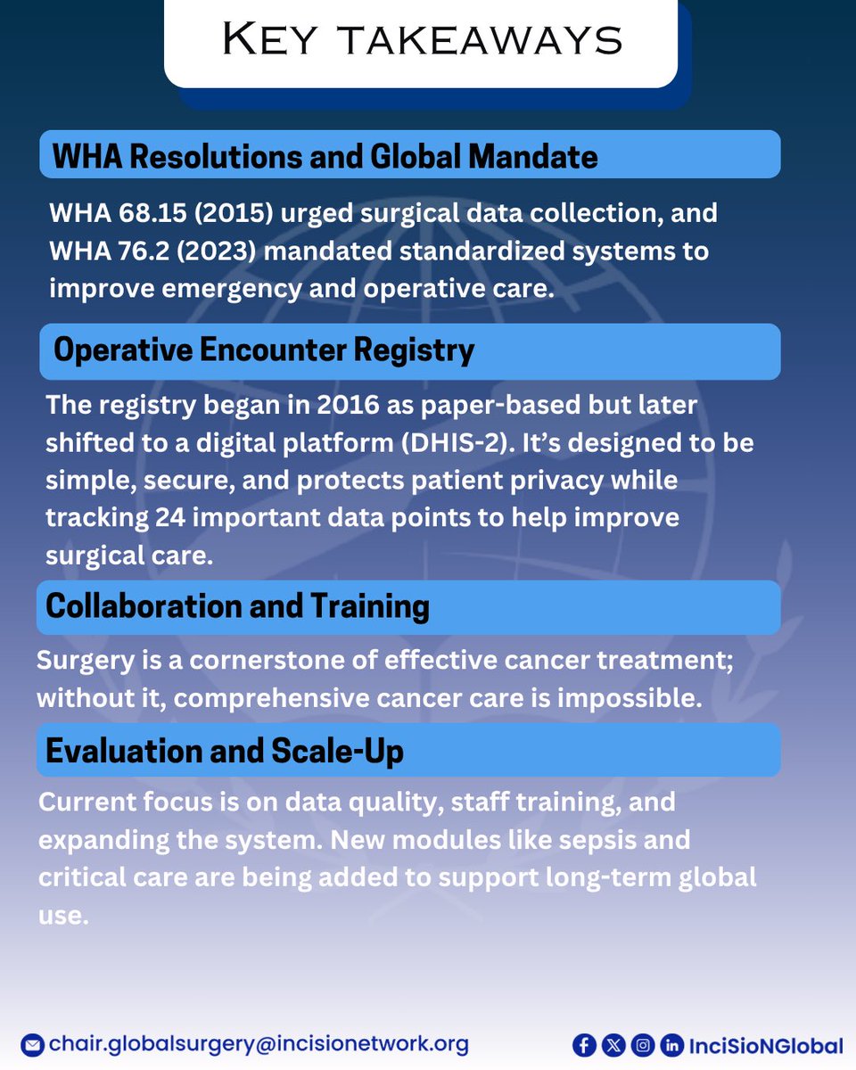 InciSioNGlobal's tweet image. 🧠📈 InciSioN joined a powerful WHA78 side event on data-driven surgical care, hosted by G4 Alliance, NW School of Medicine, Cambridge, Brain Injury Canada &amp;amp; CTRC.

#WHA78 #GlobalSurgery #DataDrivenCare #InciSioN