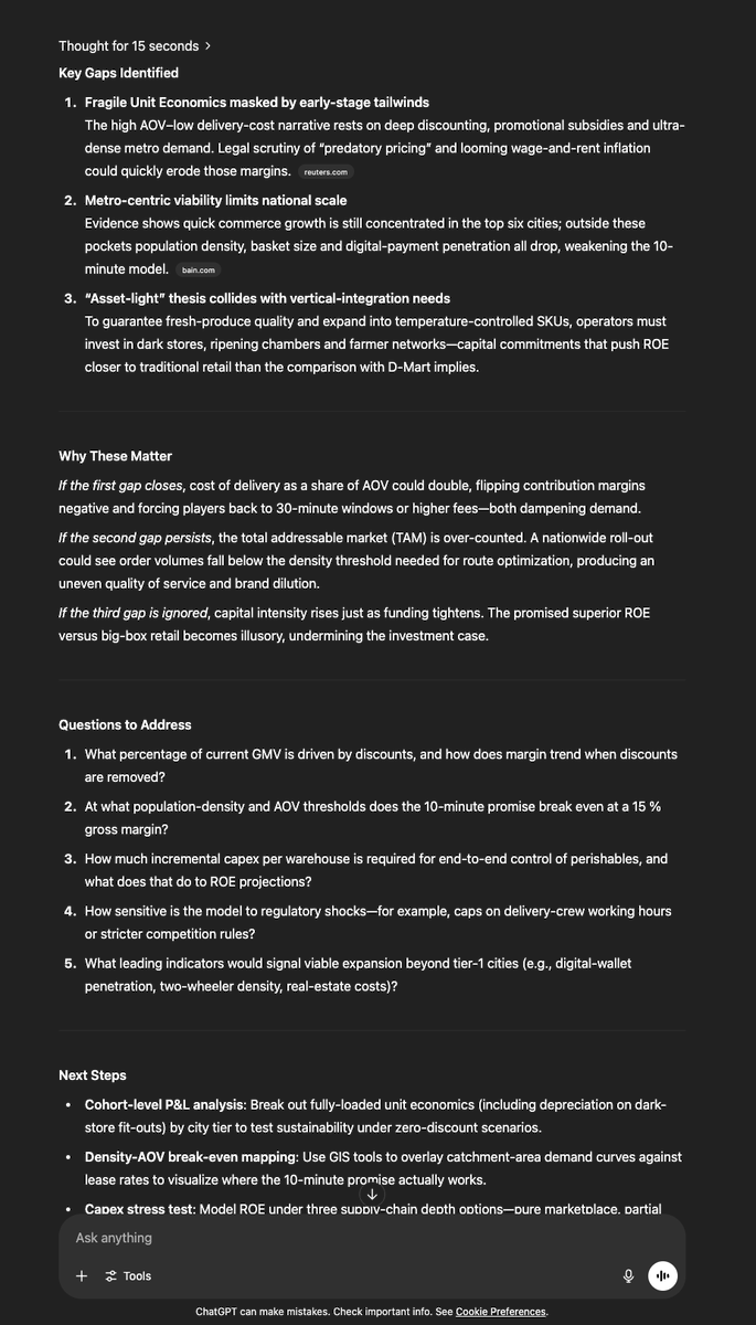 manasjsaloi's tweet image. Here is how I use O3 as an intellectual sparring partner to improve my thinking.
Whenever I listen to a podcast and hear some interesting views, I use Gemini to copy the analysis, and then have O3 find the gaps, argue the other side.
Then I continue the debate.