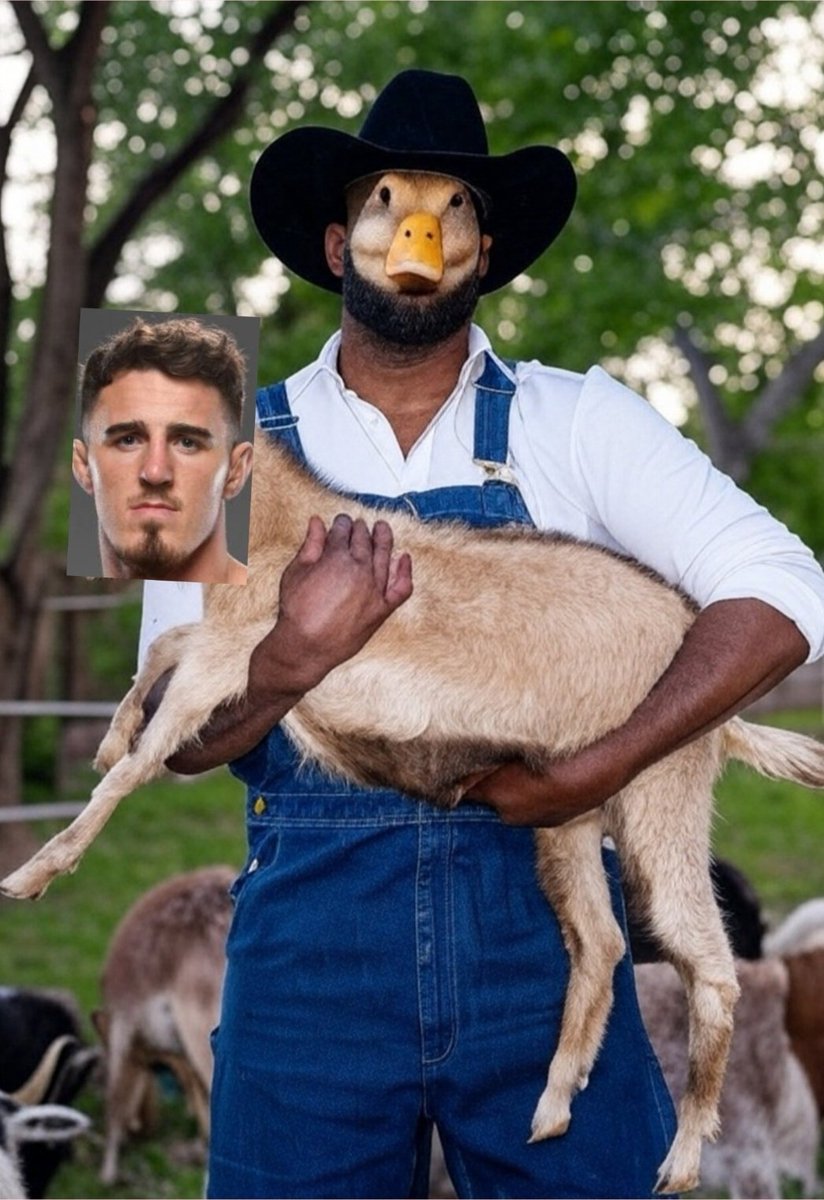 Just caught a Duck in the wild holding a goat!! What a find 💯🦆🐐
#UFC316 
<a href="/JonnyBones/">Jonny Meat</a>