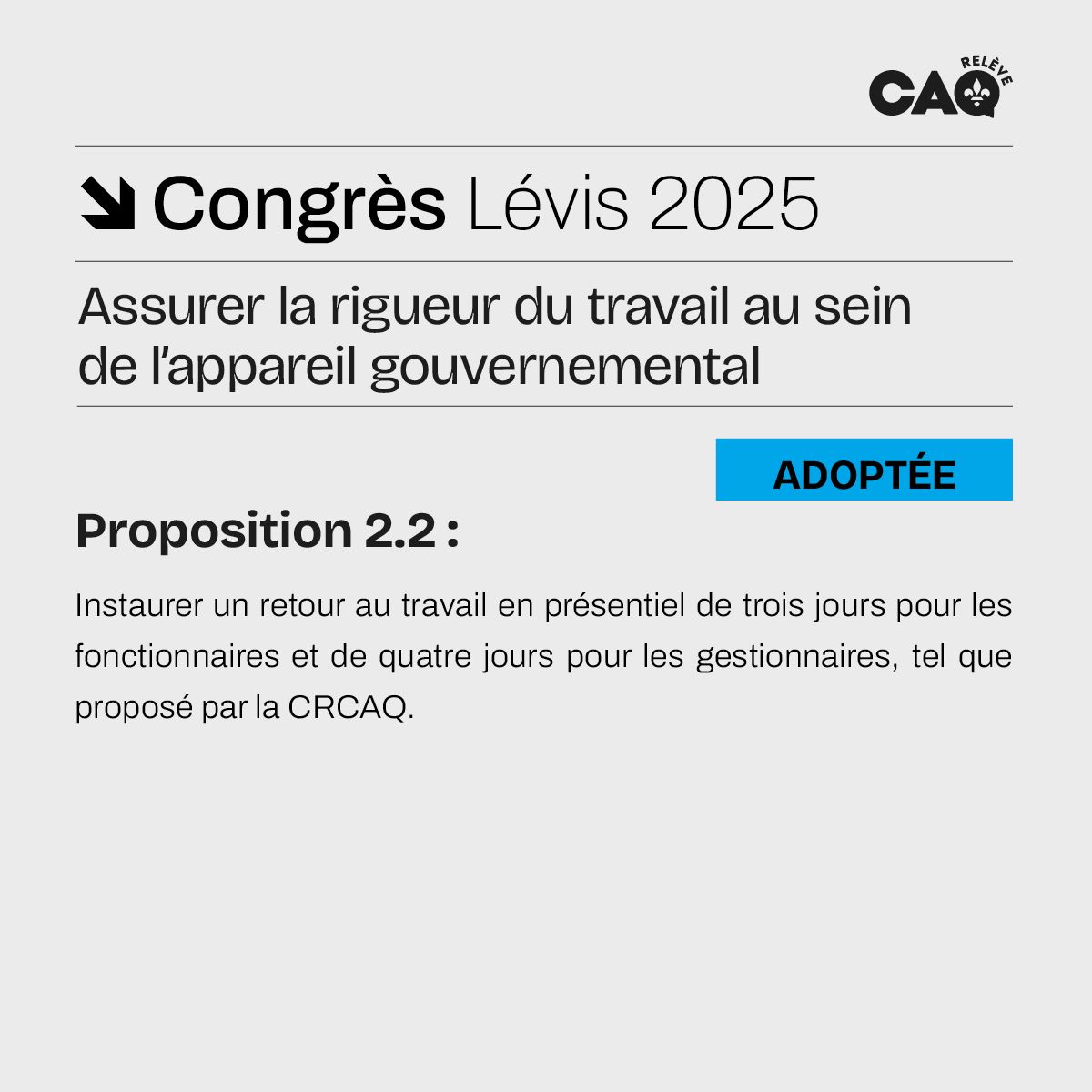 Relève de la CAQ (@releve_caq) on Twitter photo Nous sommes fiers de la participation de nos membres ! Voici nos premières propositions adoptées.🔥
#Polqc #CRCAQ #Québec #Çavabrasser Nous sommes fiers de la participation de nos membres ! Voici nos premières propositions adoptées.🔥
#Polqc #CRCAQ #Québec #Çavabrasser