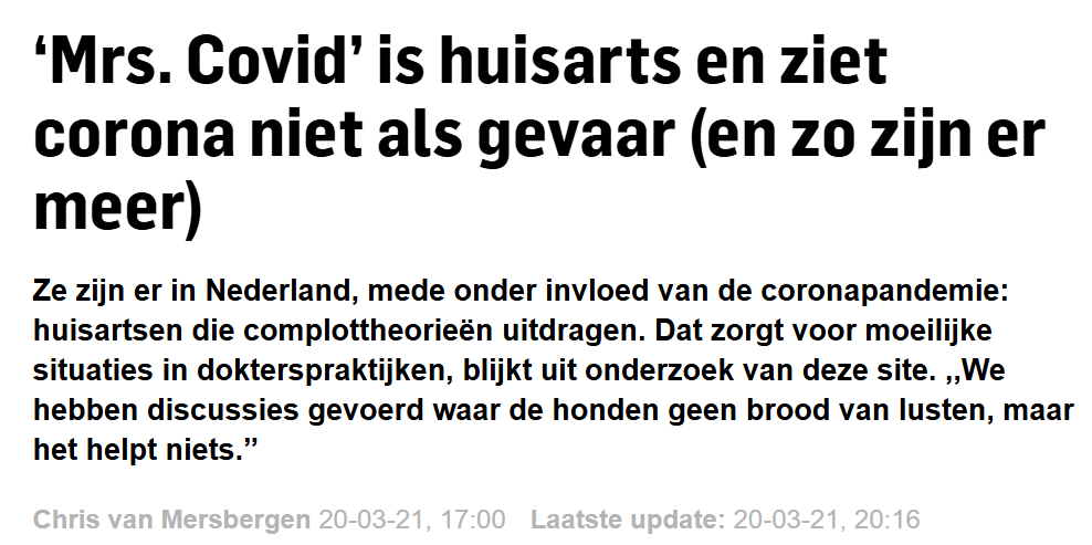 Journalisten, of ze nu bij de krant of bij TV werken, bleken de afgelopen jaren afhankelijk van de macht. Journalisten hielpen mee het gewenste Corona narratief in stand te houden en hielpen mee de reputatie van artsen die kritisch waren, inclusief de mijne, te beschadigen.