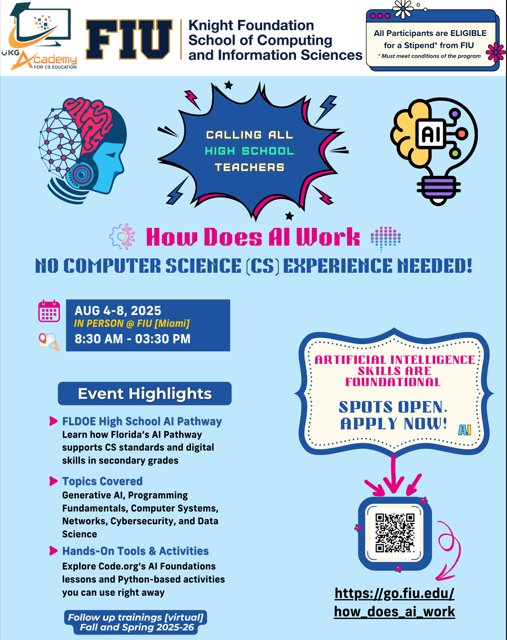 MDCPSAcademics's tweet image. Summer Learning: ☀️AI and Computer Science Professional Learning for Teachers! ☀️