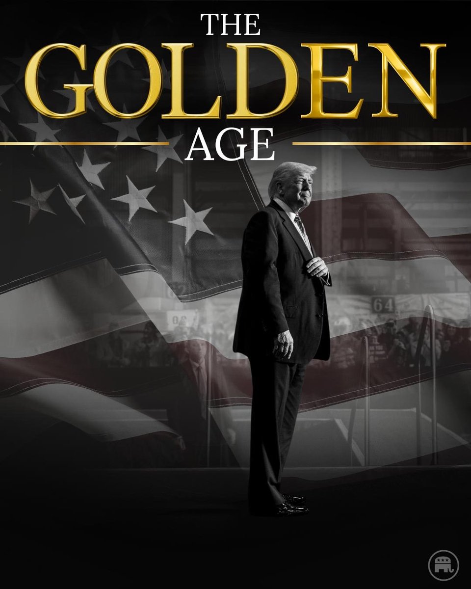 Republicans's tweet photo. Welcome to the Golden Age🇺🇸

✅ Employment is up
✅ Inflation is down
✅ Paychecks are rising
✅ Small businesses are booming https://t.co/oXyW0tNBoP